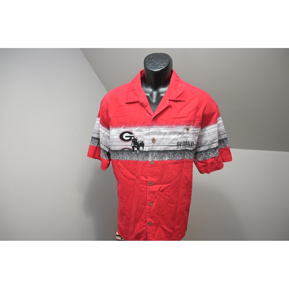 Chiliwear Georgia Bulldogs Shirt Mens Medium Red Graphic Button Down Excellent